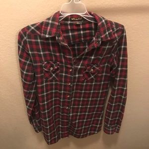 Urban Vibe Button Up Plaid Flannel w/ Button Back